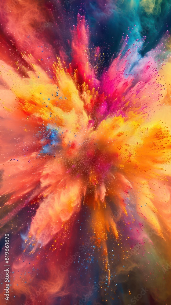 Aufkleber abstract patterns of colorful powder exploding into the air, forming a kaleidoscope of hues against 