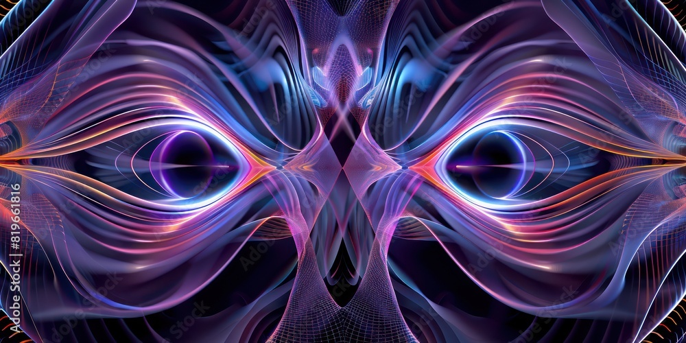 Poster abstract digital eye wave lines pattern with a symmetrical design, ideal for creating eye-catching v