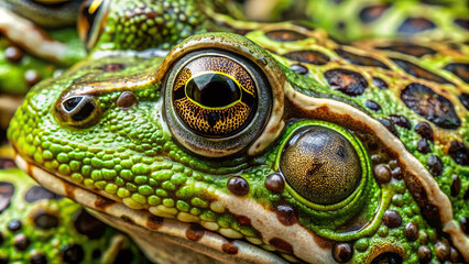 Detailed view of a frog's textured skin, showcasing natural camouflage patterns