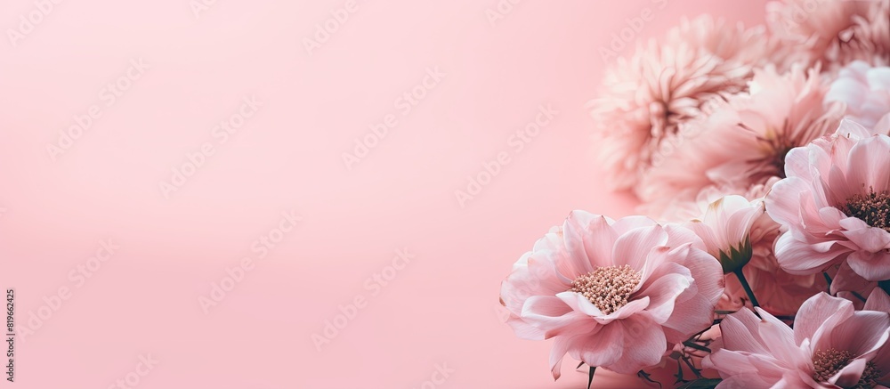 Canvas Prints flowers on a soft pastel pink backdrop with copy space image available