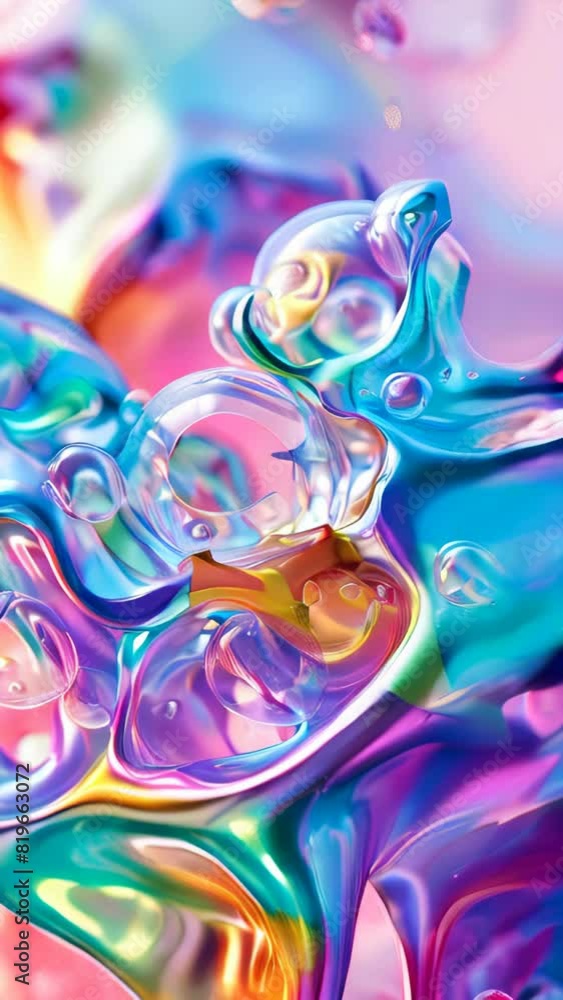 Poster a colorful abstract background with multicolored organic shapes and bubbles