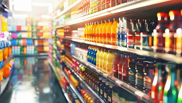 A grocery store shelves full of food products