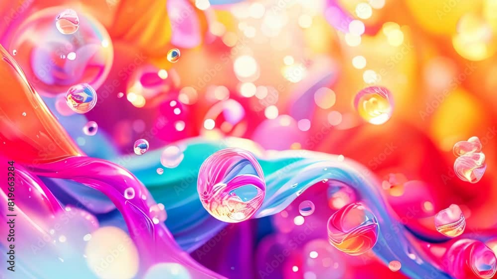 Poster a colorful abstract background with multicolored organic shapes and bubbles