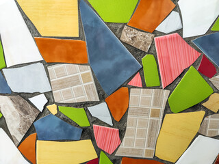 Vibrant Mosaic Artwork Displaying Assemblage of Colored Tiles. Array of brightly colored and...