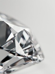 High-quality close-up of a diamond on a white background, with a 4K resolution. Create a realistic effect to capture the beauty and intensity of the gemstone