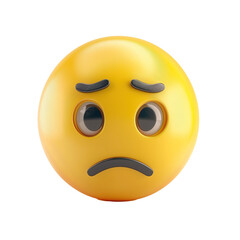 Sadness 3D Yellow Emoticon with Disappointed Expression Emoji Character on PNG Cutout Transparent Background 