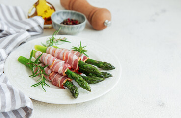 Asparagus and bacon ready for cooking