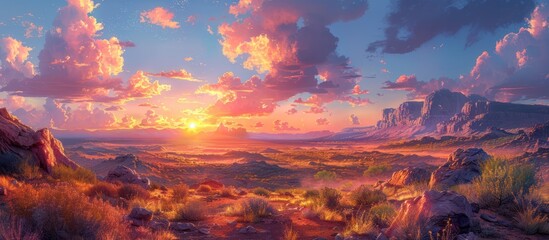 desert rock view at sunset