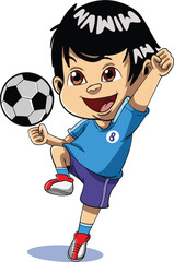 cartoon vector illustration design of boy football player celebrating goal and victory.eps