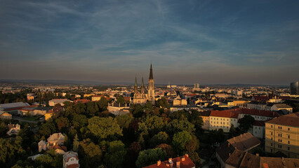 Aerial panorama of Olomouc, Czech Republic