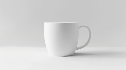 White ceramic coffee mug mockup isolated on white background with copy space for design High-resolution image for branding presentations and product showcase,