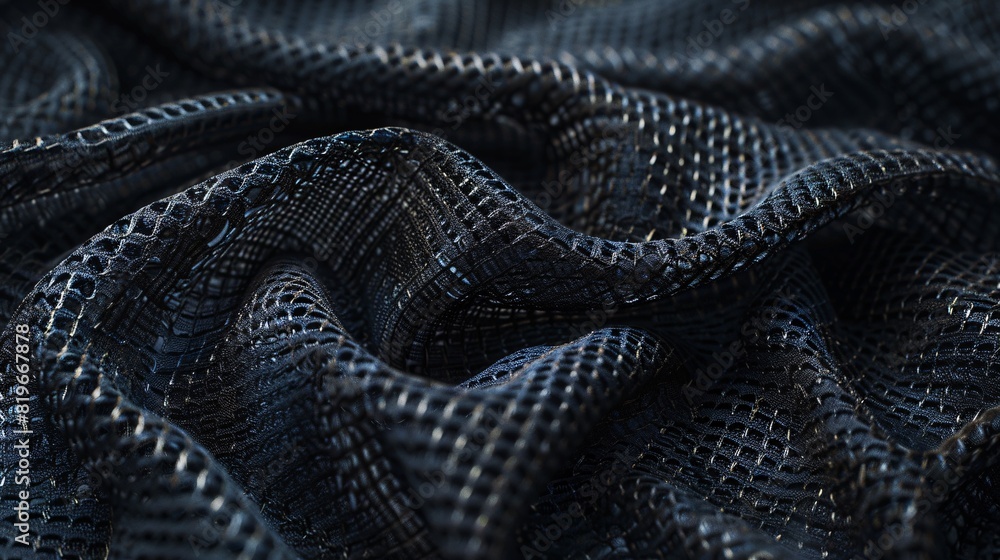 Wall mural Close-up view of black performance wear fabric, highlighting its intricate texture - Wall murals
