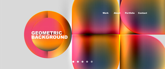 Geometric abstract glassmorphism with circles and squares. Vector Illustration For Wallpaper, Banner, Background, Card, Book Illustration, landing page