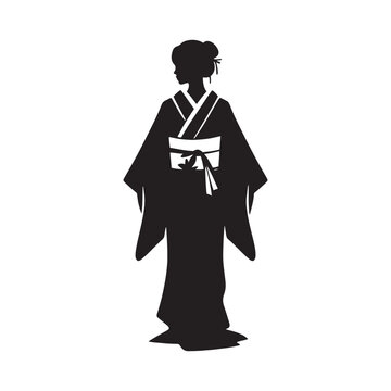 recommend clip art: Kimono Vector Silhouette: Elegant Vector Art Celebrating the Timeless Beauty and Cultural Heritage of Japanese Traditional Attire - Kimono Illustration.