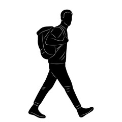 walking man silhouette on white background vector