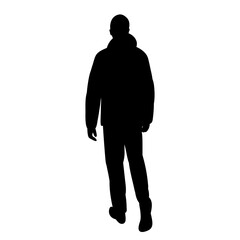 man walking view from the back silhouette on a white background vector