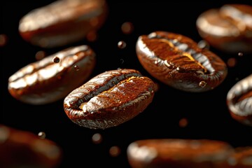 Obraz premium levitating coffee bean professional advertising food photography