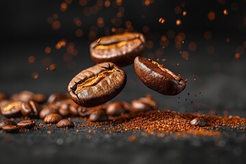levitating coffee bean professional advertising food photography