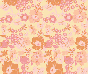 big flowers pattern , tropical floral, small flowers , flowers with leavers . vector illustration