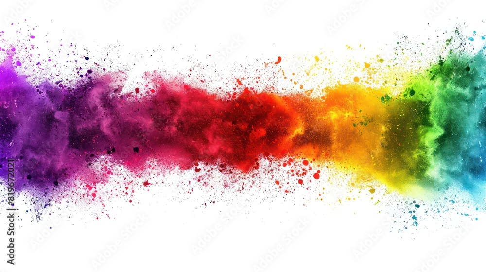 Poster abstract vector illustration of bright and colorful rainbow powder splashes on a white background, c
