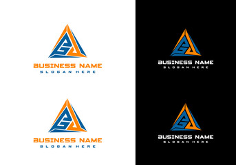 Premium vector logo triangle concept  your business name background black and white	
