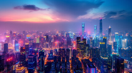 Fototapeta premium Smart City Shanghai City Network Technology City Communication Technology.