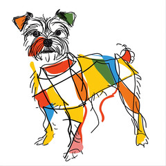 Fototapeta premium Exquisite Cairn Terrier Dog One-Line Drawing: A Creative Masterpiece