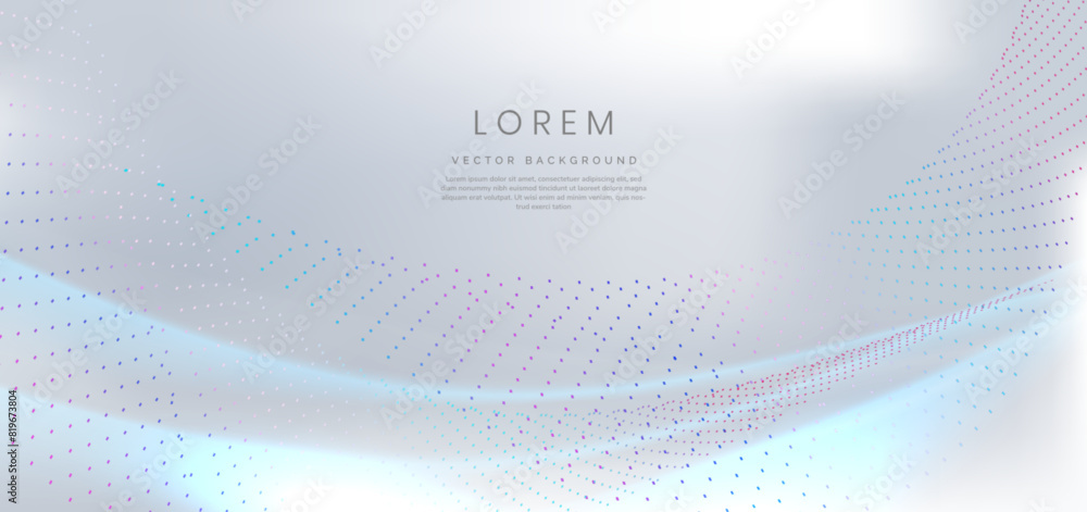 Poster modern futuristic blue and red dynamic wavy dotted line texture on white background with copy space 