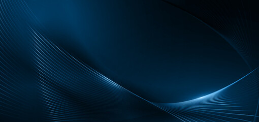Abstract blue glowing lines curved overlapping on green background. Template premium award design.