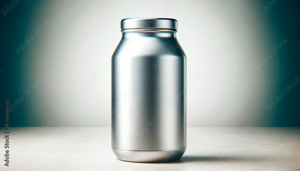 Aufkleber a stainless steel bottle on a smooth background, ideal for branding and product presentation. genera