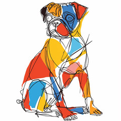 Create a Stunning One-Line Drawing of a Playful Pug Dog
