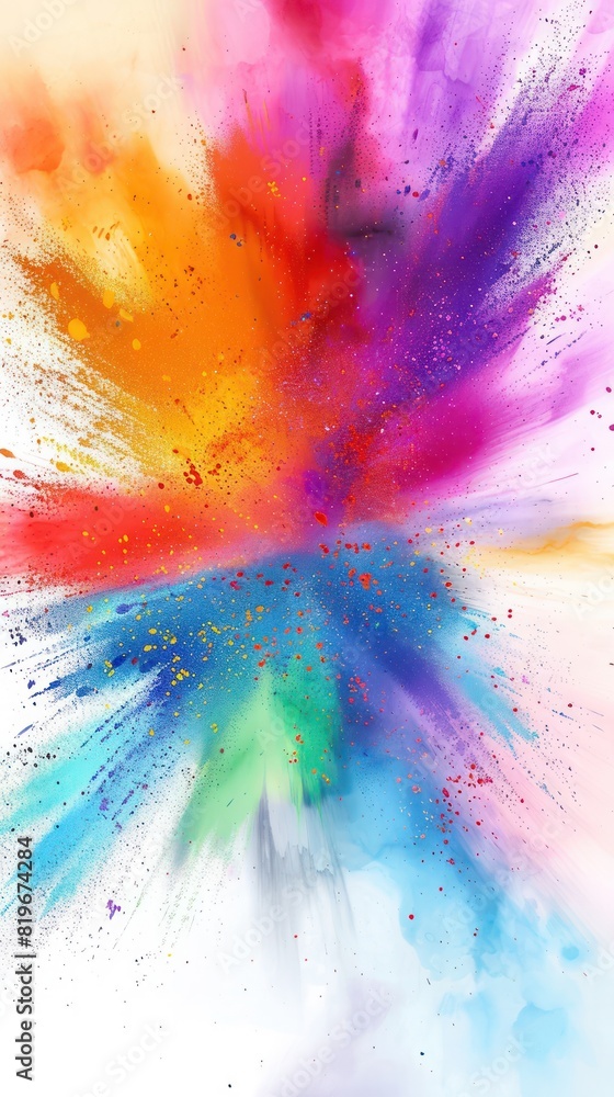 Poster bold and energetic rainbow powder explosion abstract vector illustration, perfect for adding a pop o