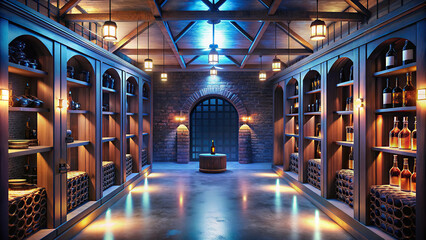 Sophisticated wine cellar with climate-controlled storage and elegant tasting area, perfect for connoisseurs