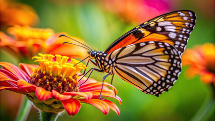 Detailed image of a butterfly's proboscis, sipping nectar from a flower