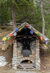 Frontal shot of bread baking oven made of stones