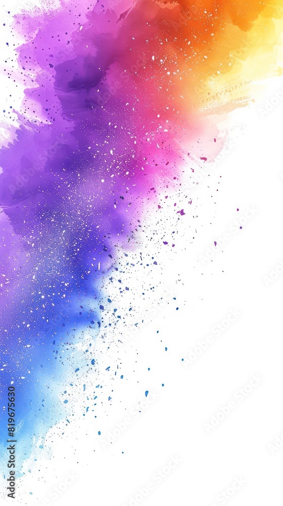 Poster bright and vivid rainbow powder splash abstract vector illustration, featuring a horizontal layout w