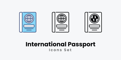 International Passport icons set vector stock illustration