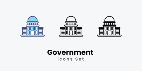 Government icons set vector stock illustration