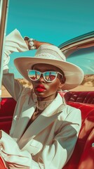 Woman with white cowboy hat