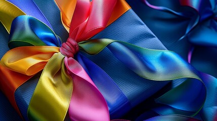 Silky Fabric Waves in Rainbow Colors: Elegant LGBTQ+ Symbol of Fluidity and Diversity