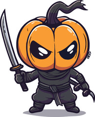 Naklejka premium Cute ninja pumpkin