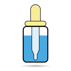 Dropper liquid shadow icon, medicine health tool web symbol, test fluid design vector illustration