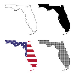 Set of Florida map, united states of america. Flat concept icon vector illustration