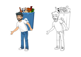 Cartoon Character and Trash Design Illustration vector eps format , suitable for your design needs, logo, illustration, animation, etc.