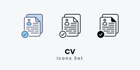 CV icons set vector stock illustration
