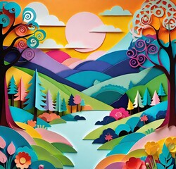 Fototapeta premium landscape with trees, beach, sea, landscape, sky, nature, sun, tree, ocean, water