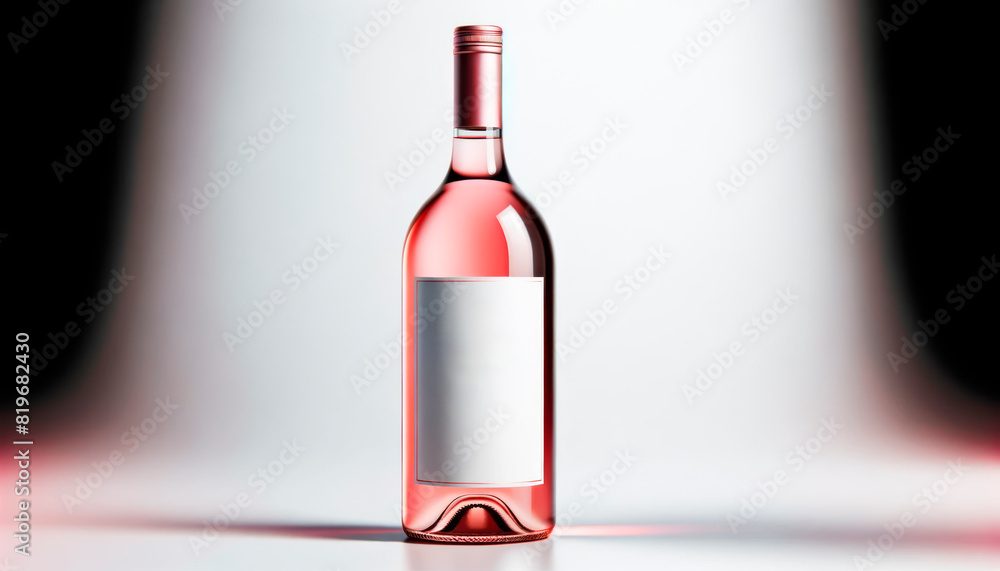 Poster A clear wine bottle with a blank label on a gradient background, ideal for product presentation. Generative AI