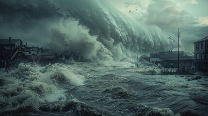 A concept of disaster, a global flood, and a large tsunami