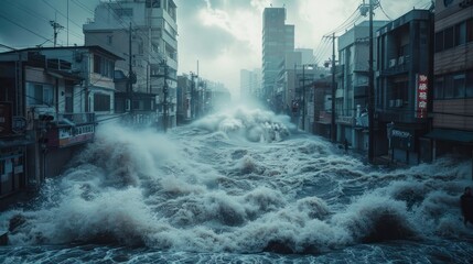 A concept of disaster, a global flood, and a large tsunami