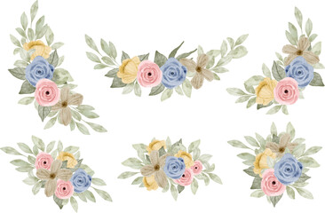 soft floral bouquet watercolor collection